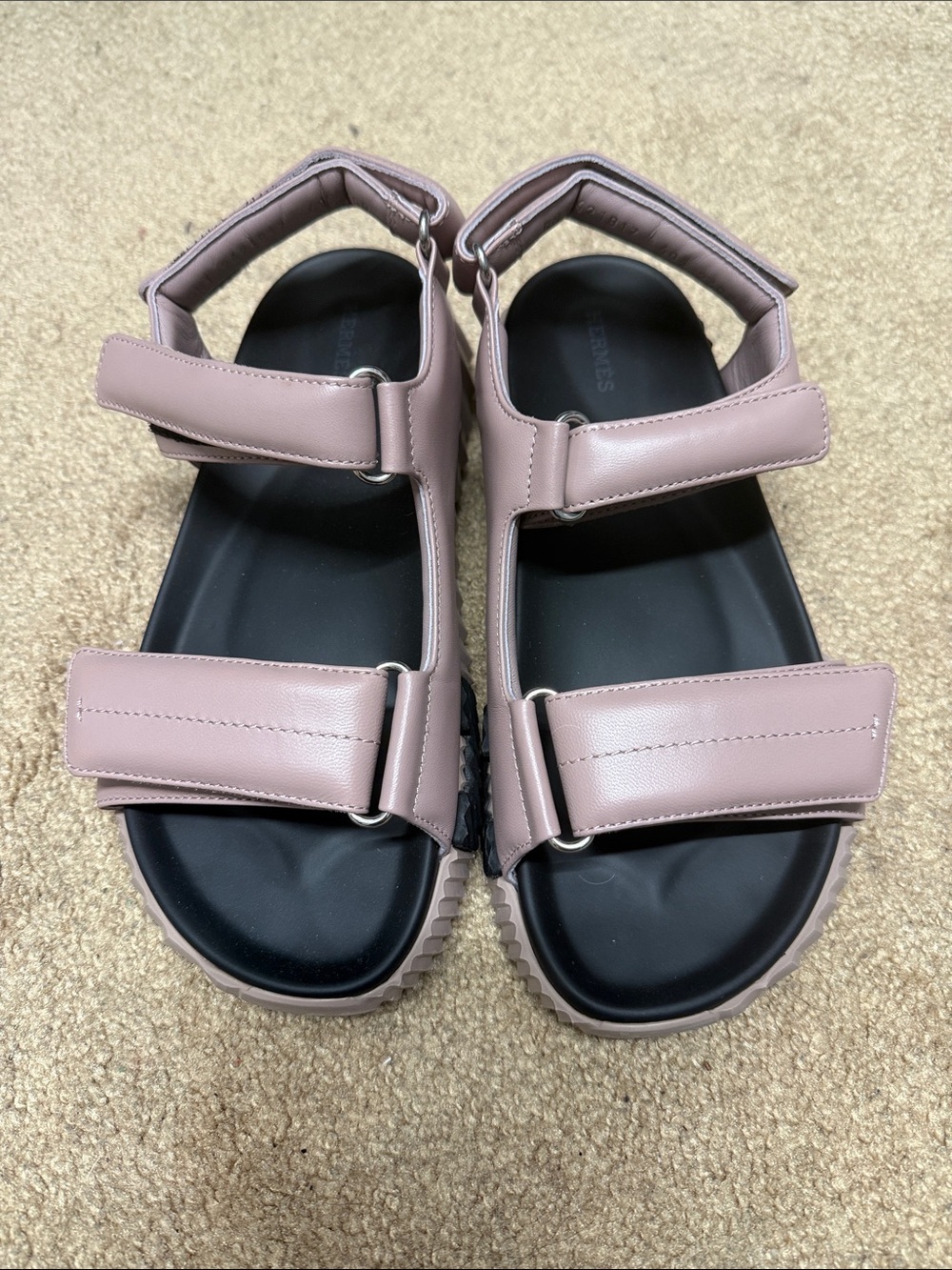 Hermès Pink Leather Slingback Sandals - Picture 2 of 5